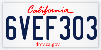 CA license plate 6VEF303
