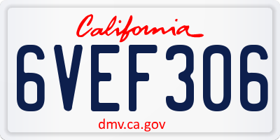 CA license plate 6VEF306