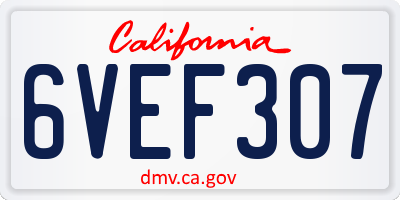 CA license plate 6VEF307