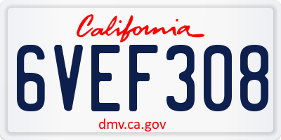CA license plate 6VEF308