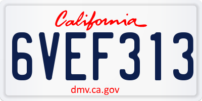 CA license plate 6VEF313