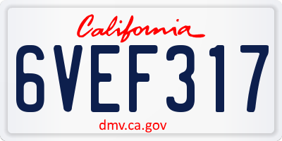 CA license plate 6VEF317