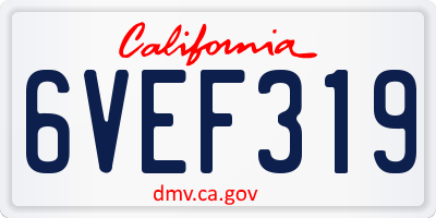CA license plate 6VEF319