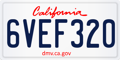 CA license plate 6VEF320