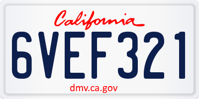 CA license plate 6VEF321