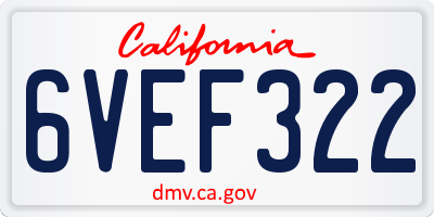 CA license plate 6VEF322