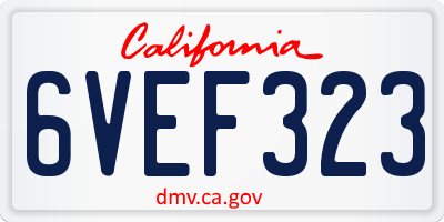 CA license plate 6VEF323