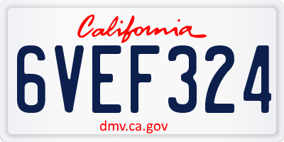 CA license plate 6VEF324