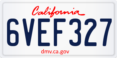 CA license plate 6VEF327