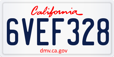 CA license plate 6VEF328