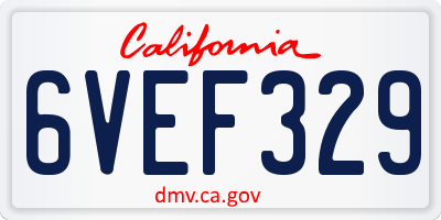 CA license plate 6VEF329