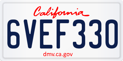 CA license plate 6VEF330