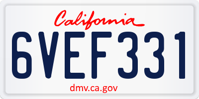 CA license plate 6VEF331