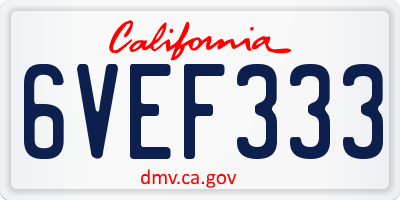 CA license plate 6VEF333