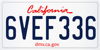 CA license plate 6VEF336