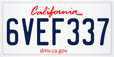 CA license plate 6VEF337