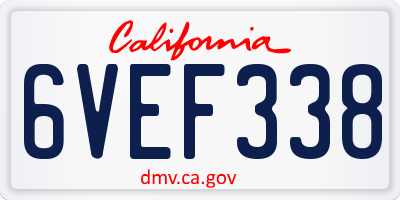 CA license plate 6VEF338