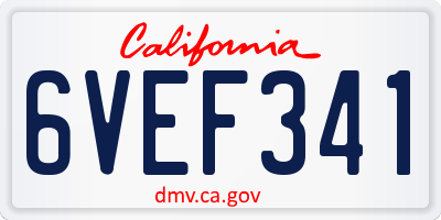 CA license plate 6VEF341