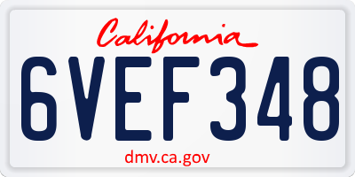 CA license plate 6VEF348