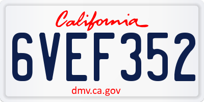 CA license plate 6VEF352