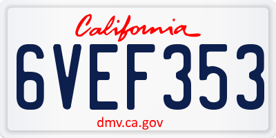 CA license plate 6VEF353