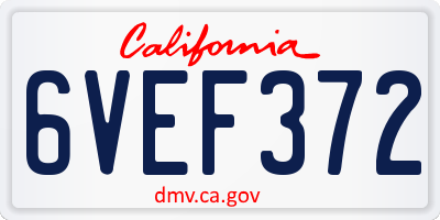 CA license plate 6VEF372