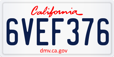 CA license plate 6VEF376