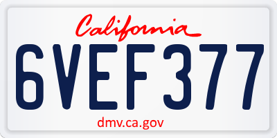 CA license plate 6VEF377
