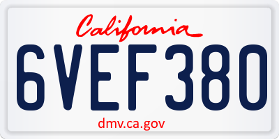 CA license plate 6VEF380