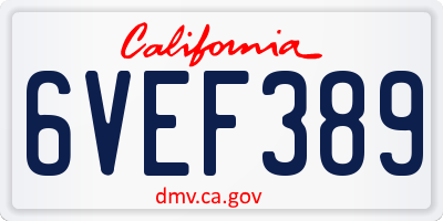 CA license plate 6VEF389