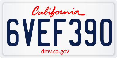 CA license plate 6VEF390