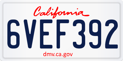 CA license plate 6VEF392