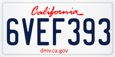 CA license plate 6VEF393