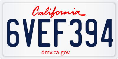 CA license plate 6VEF394