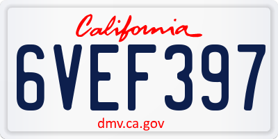 CA license plate 6VEF397