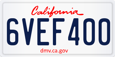 CA license plate 6VEF400