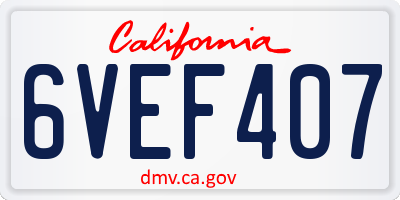 CA license plate 6VEF407
