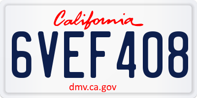 CA license plate 6VEF408