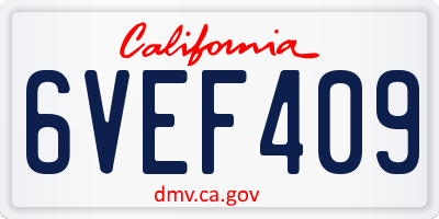 CA license plate 6VEF409
