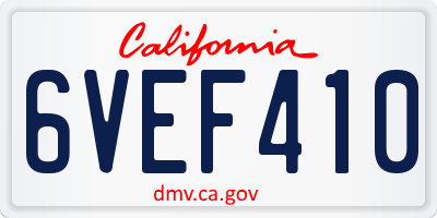 CA license plate 6VEF410