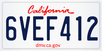 CA license plate 6VEF412