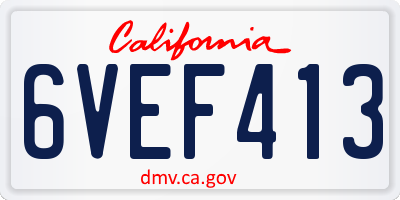 CA license plate 6VEF413
