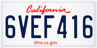 CA license plate 6VEF416