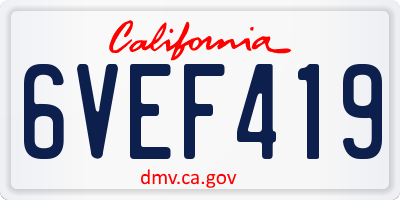CA license plate 6VEF419