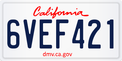 CA license plate 6VEF421