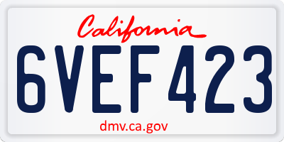 CA license plate 6VEF423