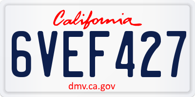 CA license plate 6VEF427