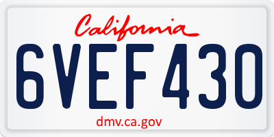 CA license plate 6VEF430