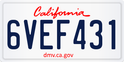 CA license plate 6VEF431