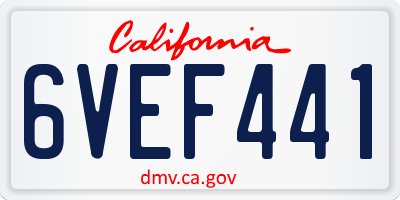 CA license plate 6VEF441